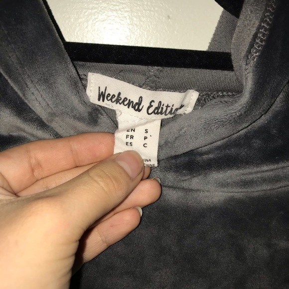 Crop top Hoodie satin grey  size s - Picture 3 of 9